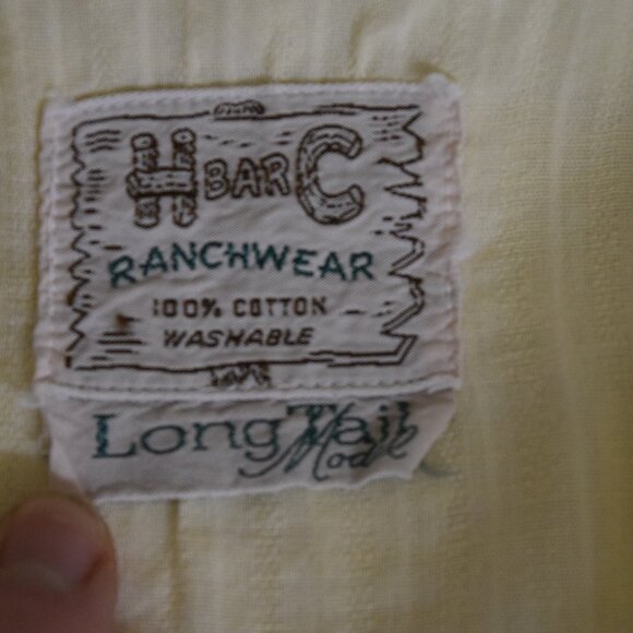VTG 1950s H Bar C Ranchwear Long Tail Pearl Snap Mens Shirt Western Cowboycore - Picture 6 of 11